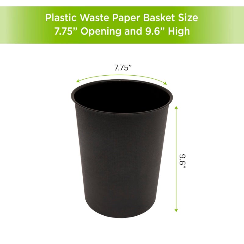 Kenney KN83001 Storage Made Simple 1.53 Gallon (5.7 Liter) Small Open Top Rust-Proof Plastic Waste Basket/Trash Can/Garbage Can for Bathroom, Bedroom, Home Office, Laundry Room, or Dorms, Black - Image 3